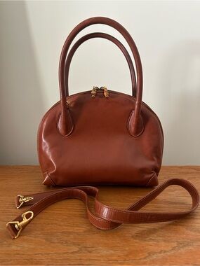 Gucci Brown Leather Dome Satchel with Gold Hardware